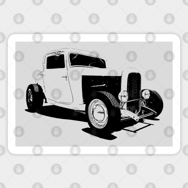 1932 Ford Model A Coupe - stylized line Magnet by mal_photography